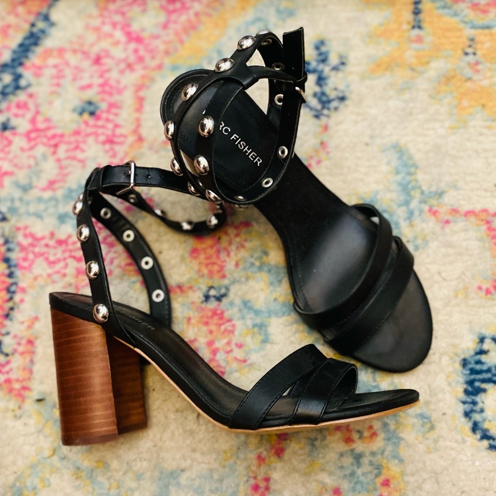 Marc Fisher Strappy Studded Block Heel Sandals
